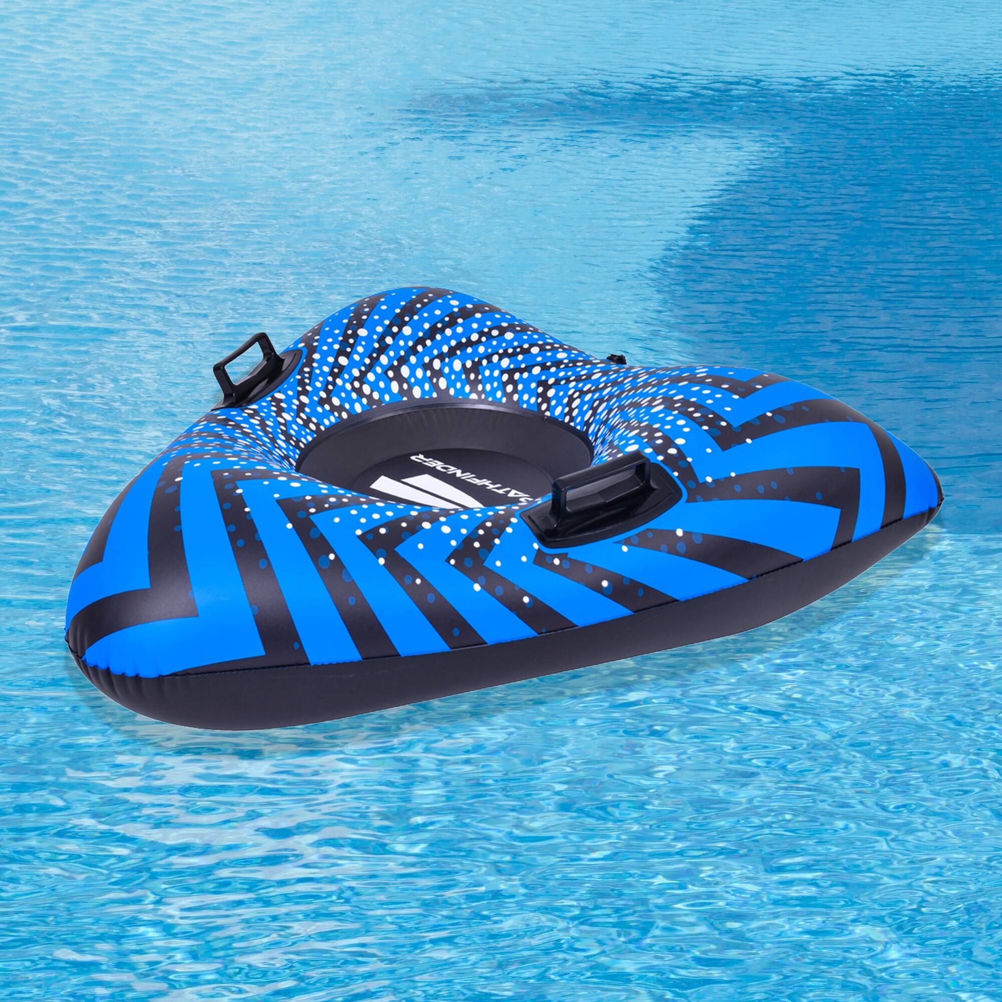 Pool Central 3.2ft. Inflatable Triangle Black & Blue Ride-On Pool Float & Snow Tube